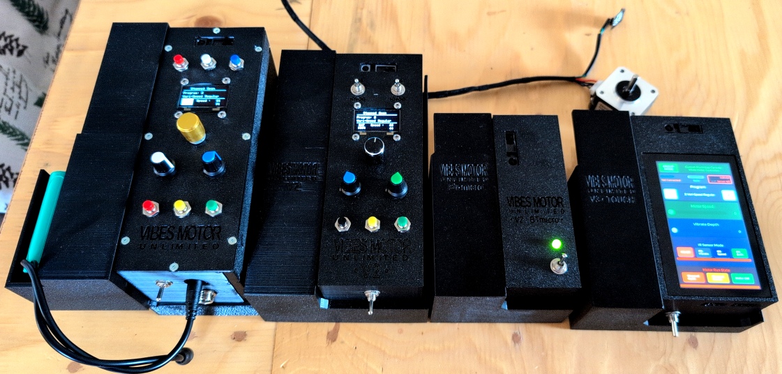 All four VMU models in their caddies end view