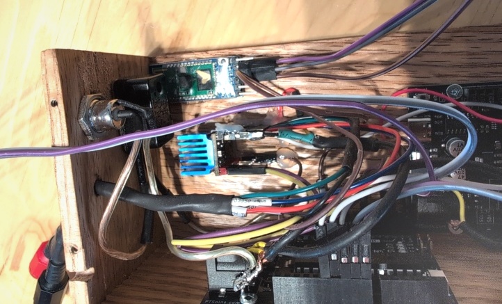 Inside the V2.0 control box with Bluetooth module installed