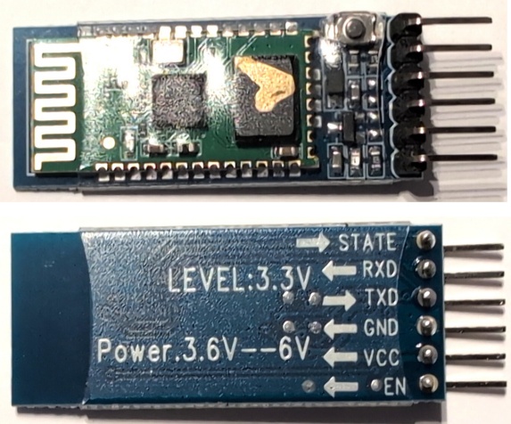 HC-05 Bluetooth module front and back