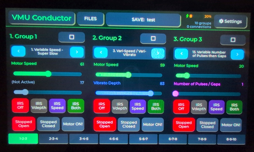 VMU Conductor mode showing multiple groups