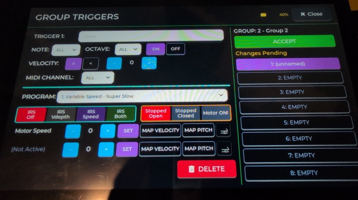 VMU Sequencer Group Triggers page