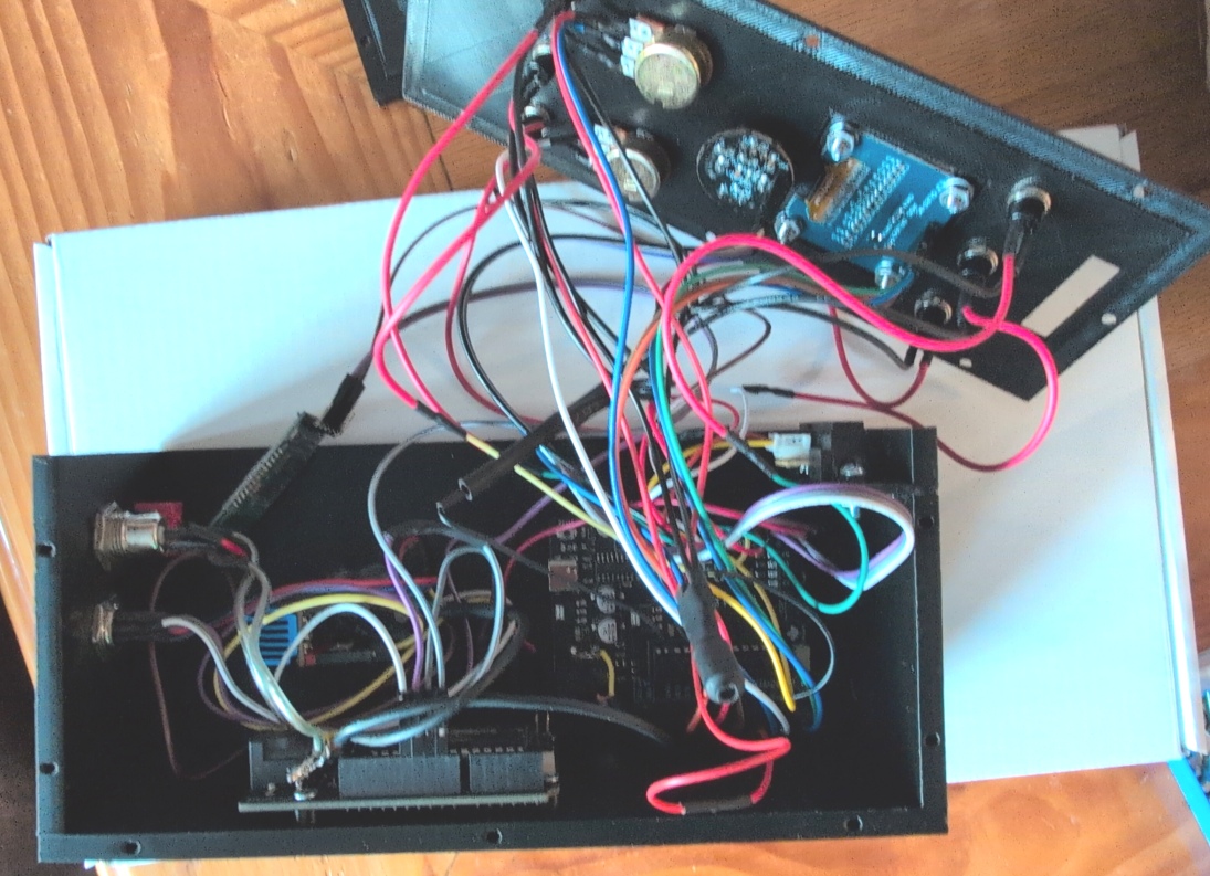 New 3D printed control box assembly open showing wiring